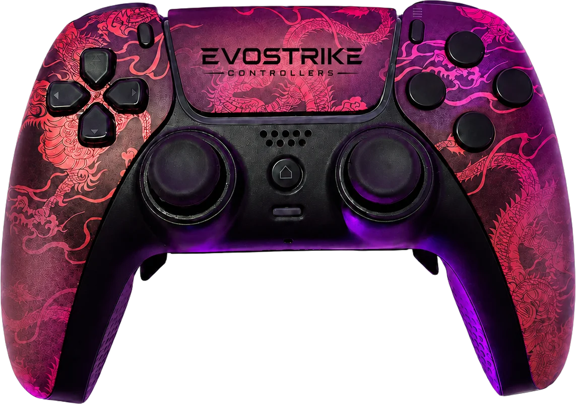 Manette custom EvoStrike motif dragon japonais rouge et violet
